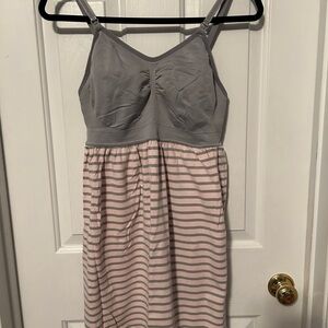 Motherhood Maternity Gray and Pink Maternity Dress